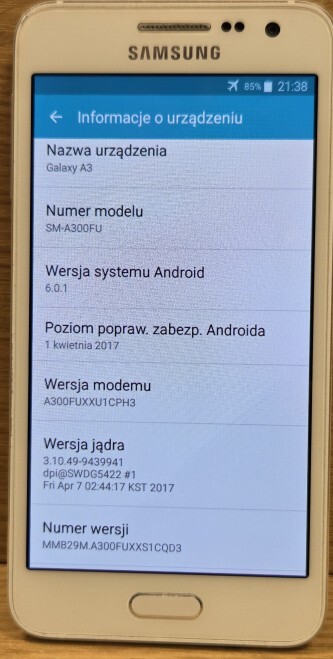 Elbląg Sprzedam Samsung Galaxy A300FU, kolor biały, stan idealny, nie posiada śladów użytkowania, służył jako tel.