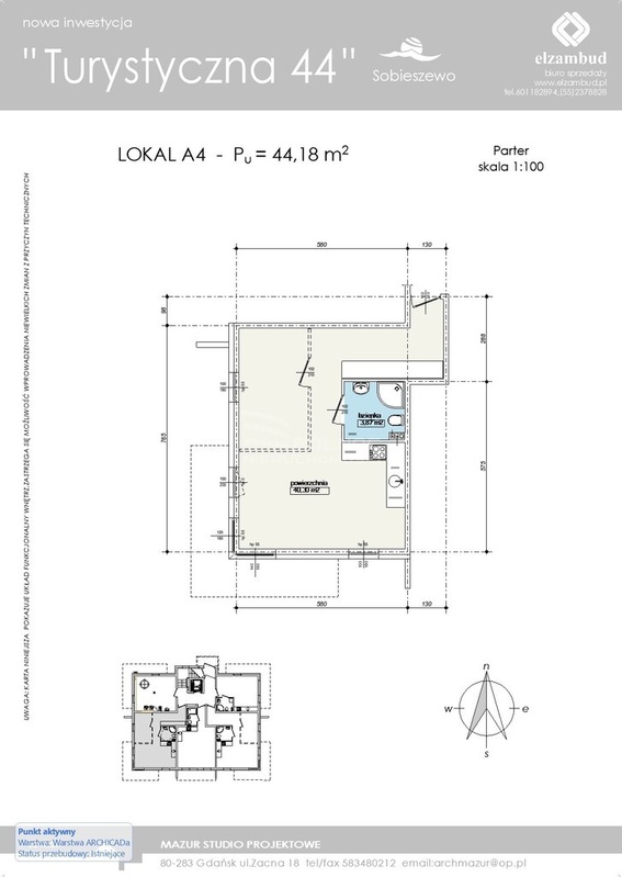 Elbląg PÓŁNOC NIERUCHOMOŚCISprzedam mieszkanie - Gdańsk, Turystyczna. Na sprzedaż lokal A4 o powierzchni 43,62
