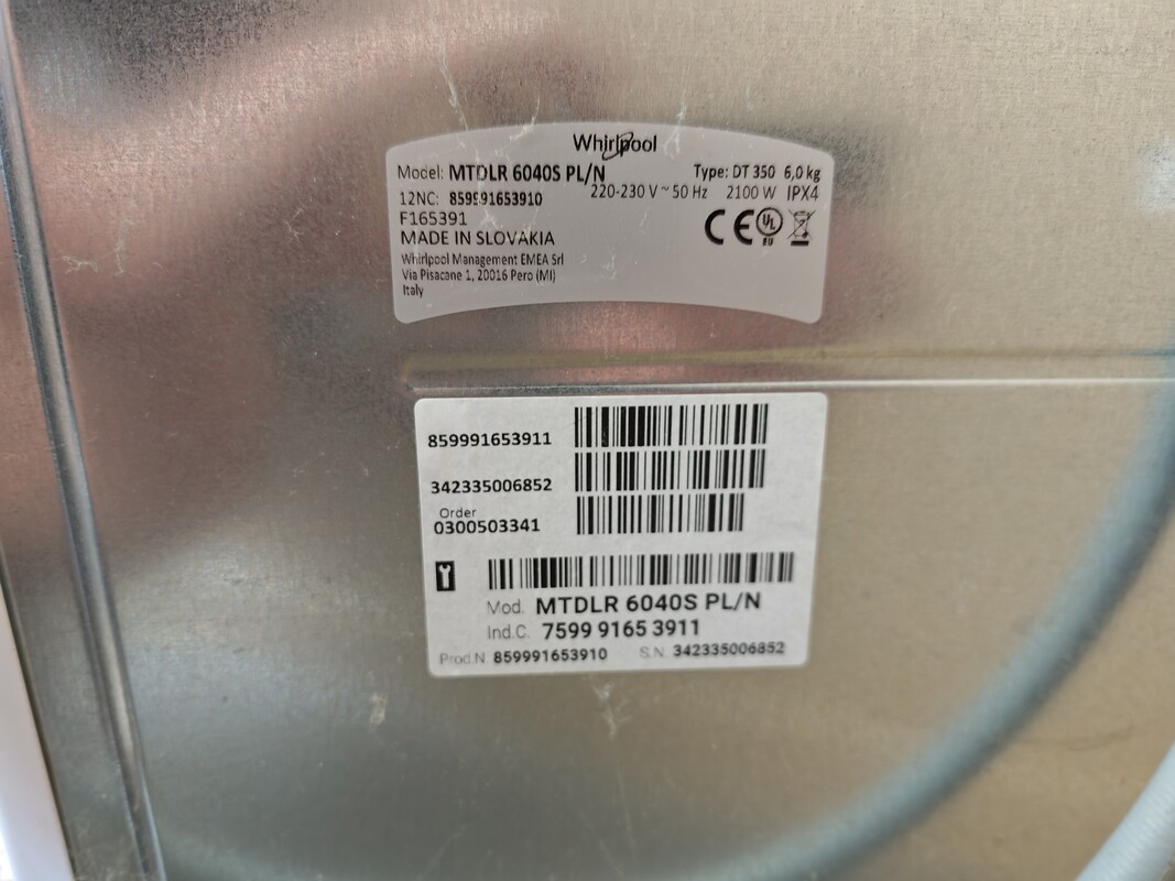 Elbląg Sprzedam pralkę Whirlpool MTDLR 6040S. Używana 2 lata, w pełni sprawna