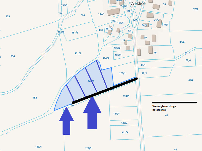 Elbląg Działka pod budowę - Weklice, gm. Elbląg tel: 724 516 951 - powierzchnia: 32 ary-