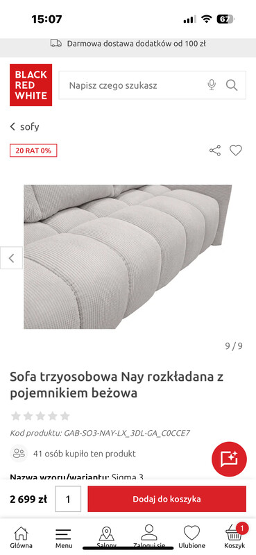 Elbląg Sprzedam nową beżową i nie rozpakowaną kanapę Firmy BRW z powodu zmiany koncepcji na narożnik. Cena w sklepie