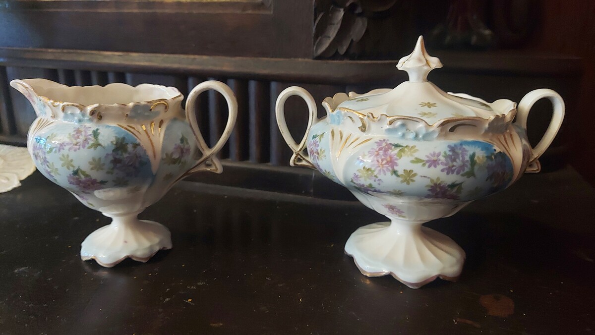 Elbląg Porcelanowe figurki tancerek Sygnowane Za dwie 599 Komplet cukiernica I krem PRUSSIA 650