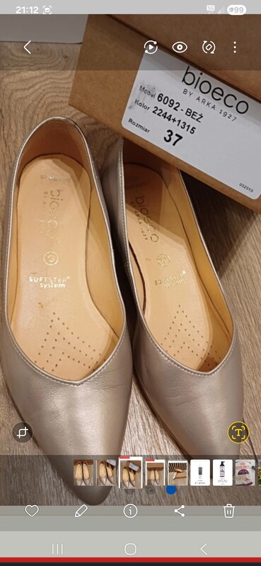 Elbląg SPRZEDAM NOWE SKÓRZANE BUTY DAMSKIE BALERINY, MARKI BIOECO BY ARKA, ROZMIAR 37 NA SZCZUPŁĄ STOPĘ