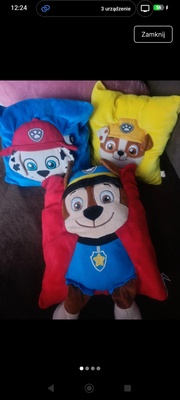 Elbląg Oddam trzy poduszki psi patrol. Stan bardzo dobry jedynie czerwona do zaszycia nie duża dziura. W zamian trzy