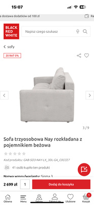 Elbląg Sprzedam nową beżową i nie rozpakowaną kanapę Firmy BRW z powodu zmiany koncepcji na narożnik. Cena w sklepie