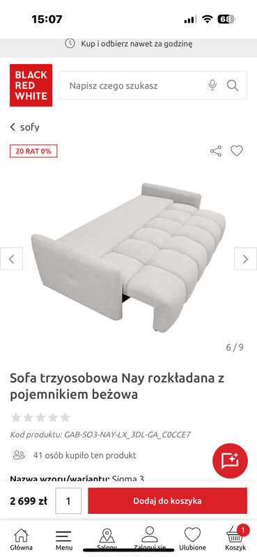 Elbląg Sprzedam nową beżową i nie rozpakowaną kanapę Firmy BRW z powodu zmiany koncepcji na narożnik. Cena w sklepie
