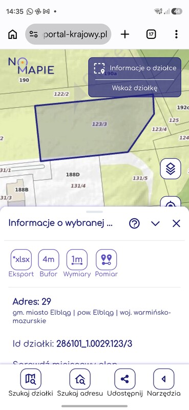 Elbląg Działka w Dąbrowie