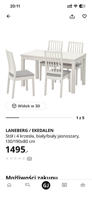 Elbląg Stylowy, biały stół z czterema krzesłami to eleganckie i funkcjonalne rozwiązanie do Twojej jadalni lub kuchni.