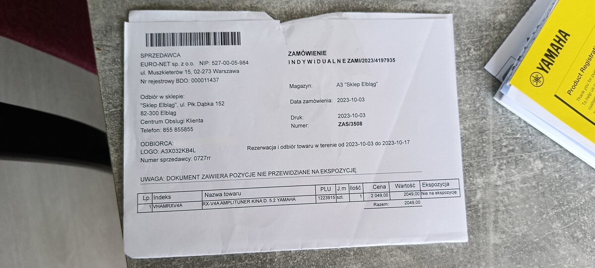 Elbląg Na sprzedaż sieciowy amplituner Yamaha RX-V4A. Stan wizualny i techniczny: idealny. Wysokiej jakości dźwięk w