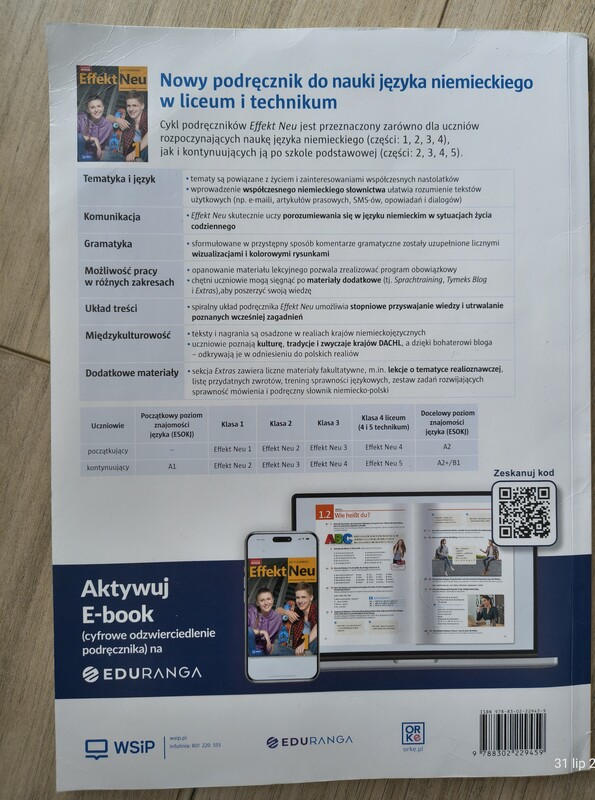 Elbląg Sprzedam książki do liceum/technikum 1 klasy
Podręcznik do języka niemieckiego Effekt neu 1,książka zakupiona w