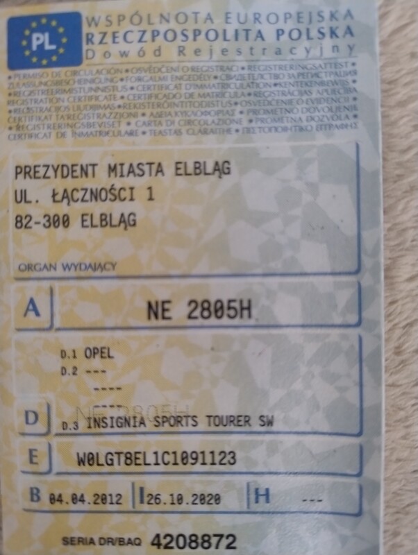 Elbląg Sprzedam samochód osobowy OPEL INSIGNIA SPORTS TOURER. Sprowadzony z Niemiec w 2020 roku gdzie był serwisowany