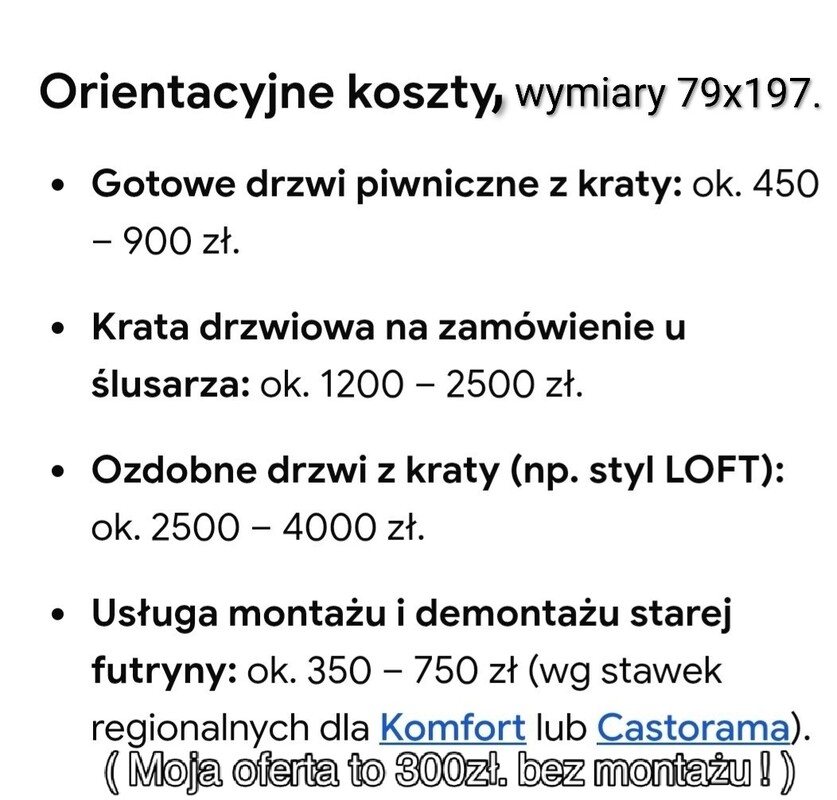 Elbląg Nowa krata do piwnicy, jako dodatkowe zabezpieczenie drzwi, wzmocniona z ościeżnicą, zamykana na klucz. Wymiar