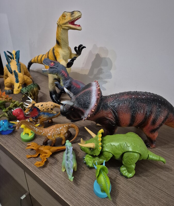 Elbląg Dinozaury, małe i duże, gumowe i plastikowe oraz pieczątki.