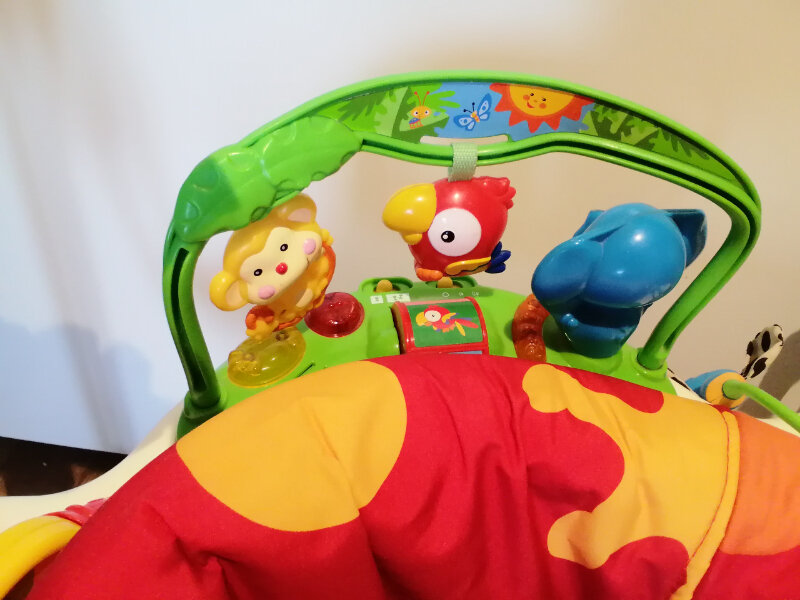 Elbląg Skoczek Fisher Price Rainforest, stan idealny, jak nowy, wszystko gra i świeci, przyjemne, wesołe odgłosy