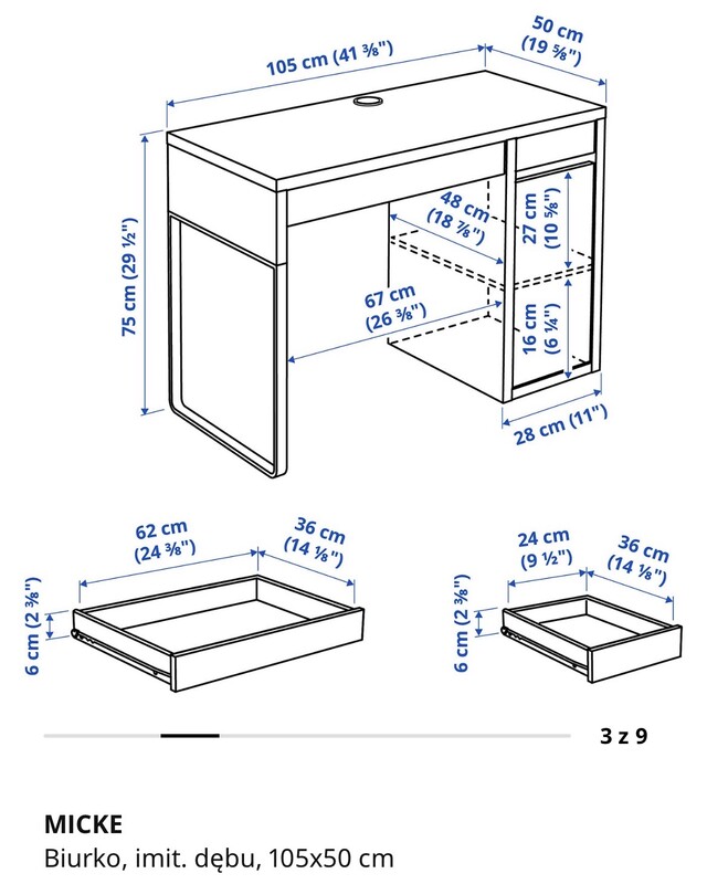 Elbląg Sprzedam biurko IKEA MICKE w kolorze imitacja dębu. Biurko jest stabilne i w pełni sprawne.
Posiada ślady