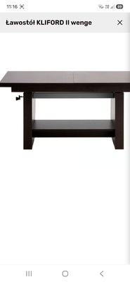 Elbląg NOWY ławostół KLIFORD II kolor wenge - wysokość 60,szer. 70 cm, dł. 120 cm - długość rozłożony 159 cm.