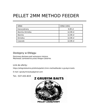 Elbląg Pelet zanentowy 2mm różne smaki na bazie mączki rybnej