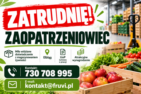 Elbląg Zatrudnię Zaopatrzenie/Magazyn
