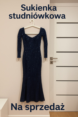 Elbląg Sprzedam elegancką granatową sukienkę.