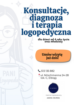 Elbląg Konsultacja, diagnoza, terapia logopedyczna
Logopeda Jagoda Zielińska