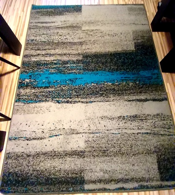 Elbląg Dywan 120x170 odcienie siwego, czerni z dodatkiem turkusu