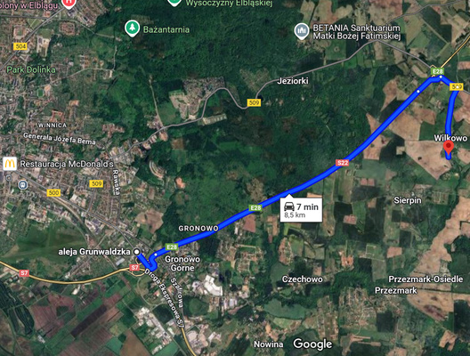 Elbląg Działka 7 km od Elbląga, dojazd S22