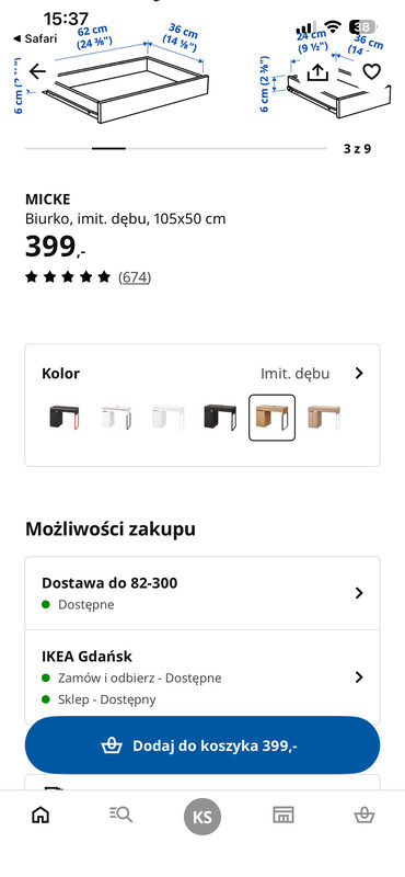 Elbląg Sprzedam biurko IKEA MICKE w kolorze imitacja dębu. Biurko jest stabilne i w pełni sprawne.
Posiada ślady