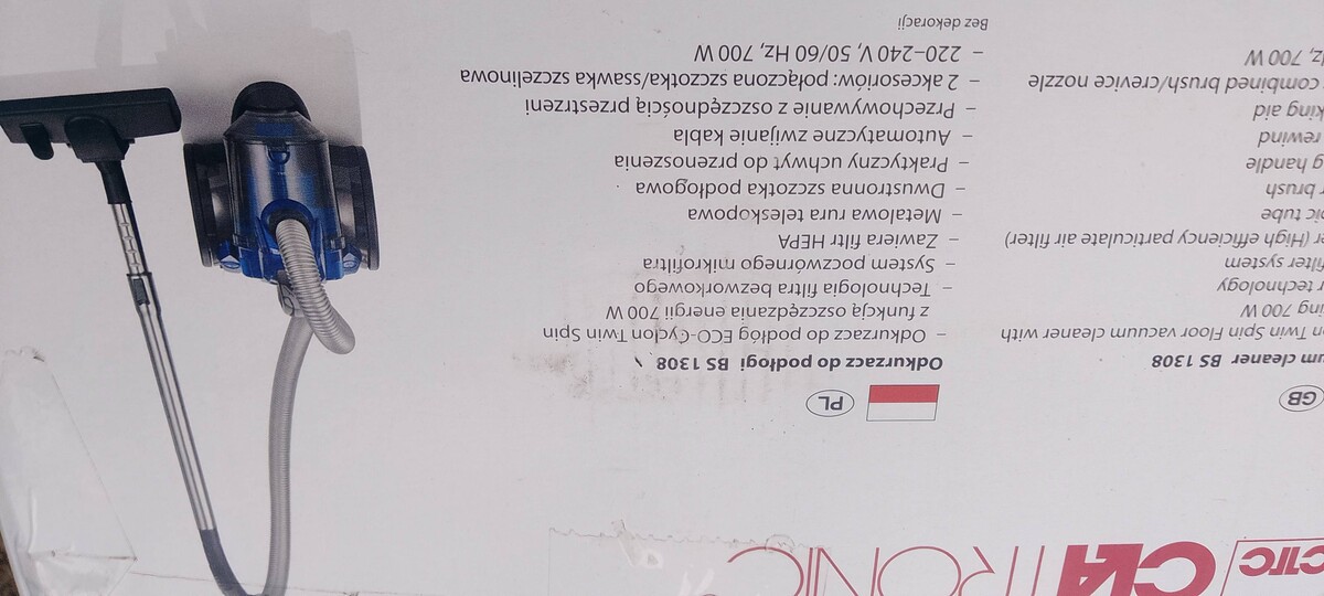 Elbląg NAJWYŻSZEJ JAKOŚCI
ODKURZACZ BEZWORKOWY
RENOMOWANEJ FIRMY CLATRONIC
MODEL: BS 1308
Nowoczesny bezworkowy