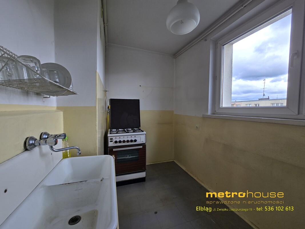 Elbląg Na sprzedaż 2-pokojowe mieszkanie 42,71 m² Elbląg, ul. Bażyńskiego 1 – 4.piętro, zadbany budynek +