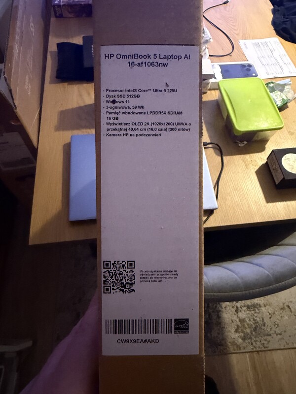 Elbląg Sprzedam laptopa HP OmniBook 5 laptop AI. Informację dotyczące podzespołów widać na dołączonym zdjęciu.