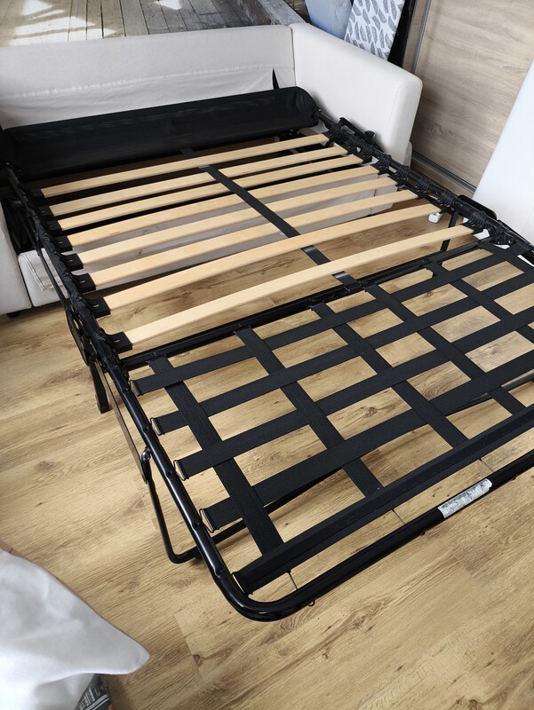 Elbląg Sprzedam używaną VIMLE Sofa 2-osobowa, rozkładana, Hallarp beżowy kupioną w IKEA, pokrycie materaca do