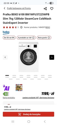 Elbląg Sprzedam nową pralkę firmy Beko. Cena 900zl