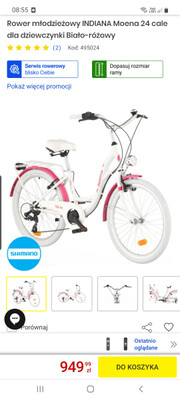 Elbląg Sprzedam rower dla dziewczynki biało rózowy. Koła 24cal. cena 500zł