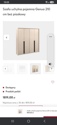 Elbląg SPRZEDAM NOWE szafy, polski producent STOLAR, kolor beż piaskowy, stan idealny, szerokość 210 cm, głębokość 65