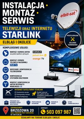 Elbląg 📡 INSTALACJA • MONTAŻ • SERWIS TELEWIZJI ORAZ INTERNETU STARLINK – ELBLĄG📍
