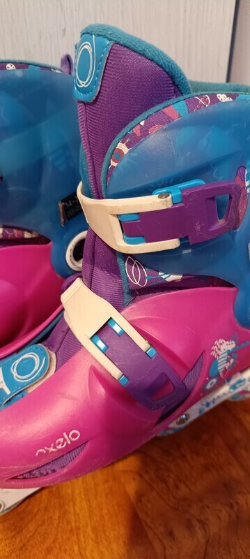 Elbląg Rolki dziewczęce Decathlon OXELO rozmiar 34-36,z regulacją. Wszystkie zapięcia sprawne, wygodne zapinanie,