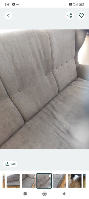 Elbląg Sofa uszak Ikea do renowacji. Technicznie w porządku. Tapicerka do wymiany. Ciężka, solidna, drewniana.