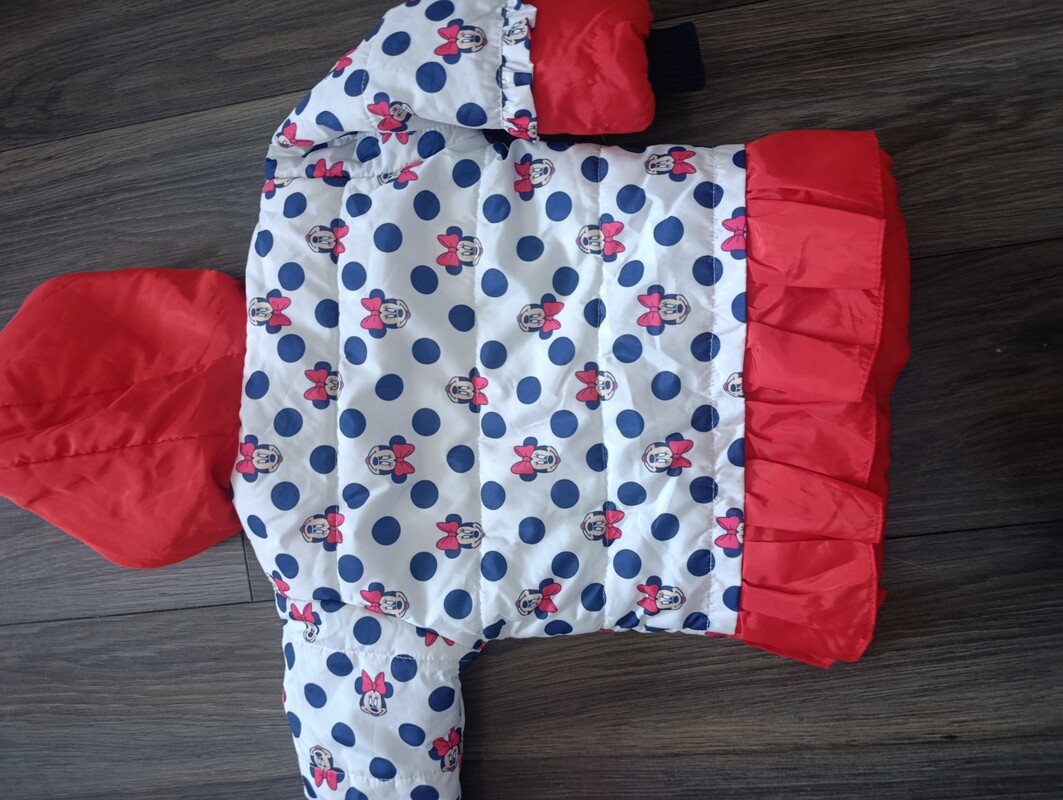Elbląg Sprzedam kurtkę na zimę dla dziewczynki z motywem Myszki Minnie. Stan bardzo dobry jedynie małe zaciągnięcie na