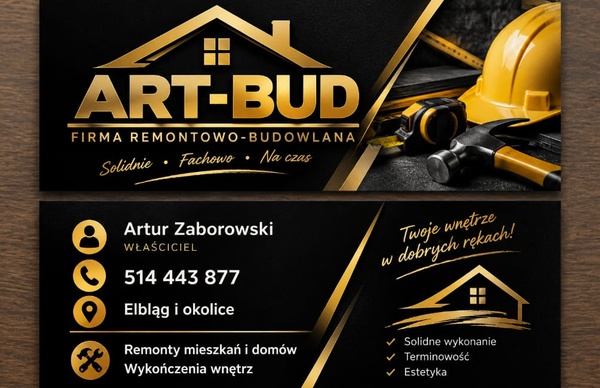 Elbląg ART-BUD FIRMA REMONTOWO-BUDOWLANA ARTUR ZABOROWSKI 514-443-877 Elbląg i okolice SOLIDNIE * FACHOWO * NA CZAS