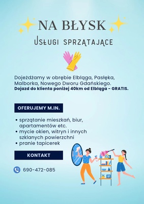 Elbląg ✨🧹 Na Błysk – Pierwsza pomoc w sprzątaniu! 🧹✨
Bałagan? Brak czasu na