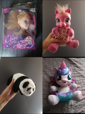Elbląg Oddam interaktywne koniki my little pony bez akcesorii, panda wydaje dźwięki i chodzi oraz głowę lalkę do