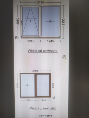 Elbląg Nowe okno / drzwi balkonowe przesuwne PSK otwierane na prawo o wymiarach szerokość: 2490x2080+70 poszerzenie