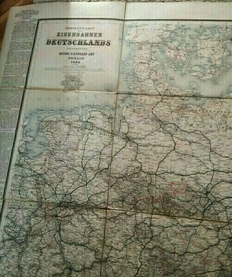 Elbląg Stara duża mapa po niemiecku  z roku 1884,na płótnie, wymiar 110 x 145 cm, składana (stan jak widać na zdjęciu)