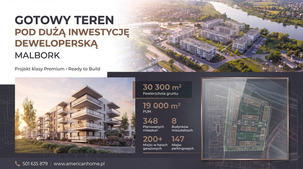 Elbląg TO MY SPRZEDAJEMYNIERUCHOMOŚCI W TYM MIEŚCIEBIURO NIERUCHOMOŚCIAMERICAN HOMEFOR SALE - DZIAŁKA INWESTYCYJNA PUM