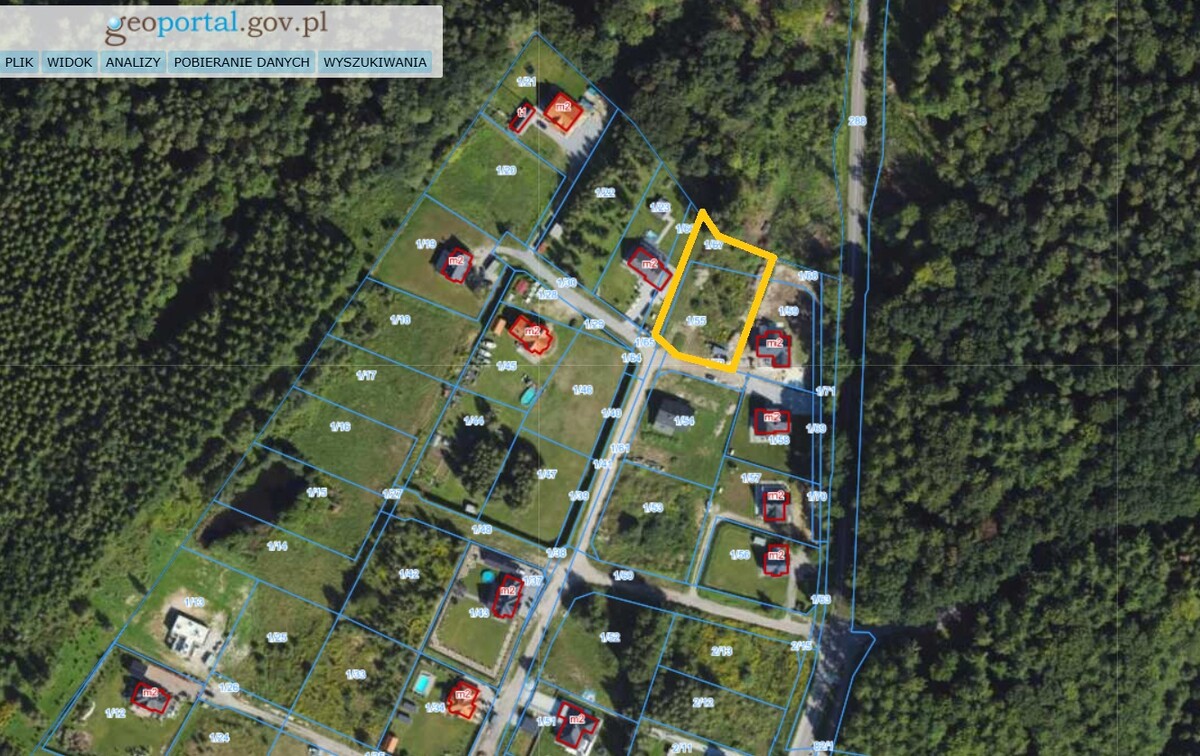 Elbląg NIERUCHOMOŚCI ANNA KRASZEWSKA  Działka pod zabudowę jednorodzinną w Krasnym Lesie  ul. Lema