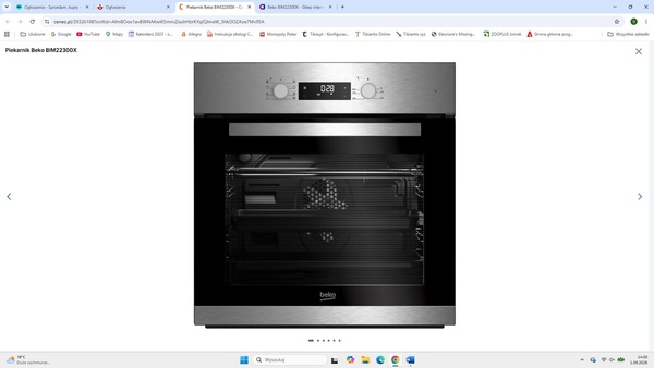 Elbląg Piekarnik z termo obiegiem do zabudowy Beko BIM22300X - Okap kuchenny Beko -GRATIS. Piekarnik mało używany był