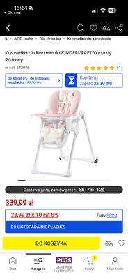 Elbląg Sprzedam krzesełko do karmienia firmy Kinderkraft yummy kolor różowy. Nowe nie otwierane.