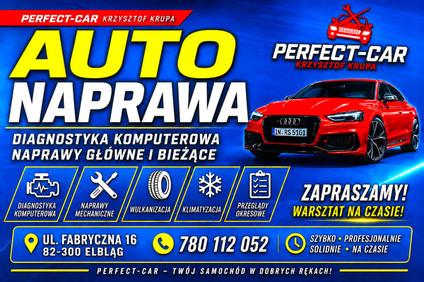 Elbląg SERWIS SAMOCHODOWY PERFECT-CAR AUTO NAPRAWA FABRYCZNA16 KRUPA KRZYSZTOF-Klimatyzacja Nabijanie Odgrzybianie