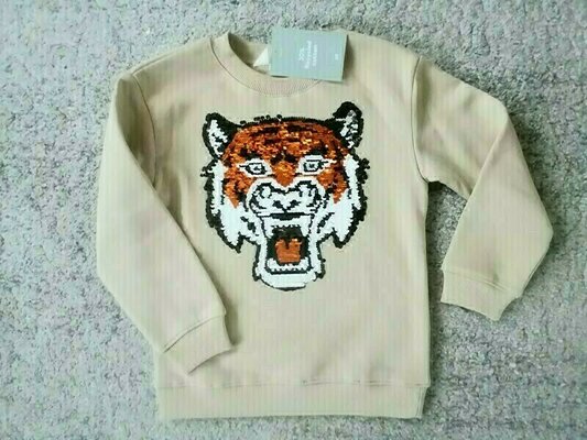 Elbląg NOWA bluza H & M, rozmiar 110 /116,4-6 lat, cekinowy tygrys
