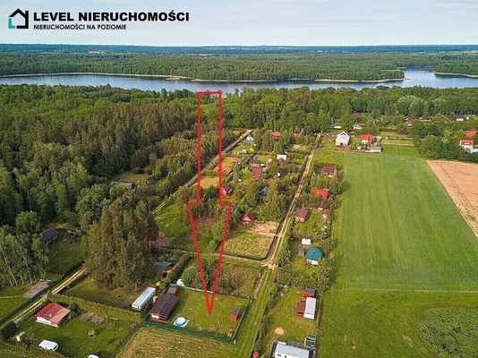 Elbląg LEVEL NIERUCHOMOŚCI Działka nad jeiorem z domkiem Szymonowo NIERUCHOMOŚCINA POZIOMIE